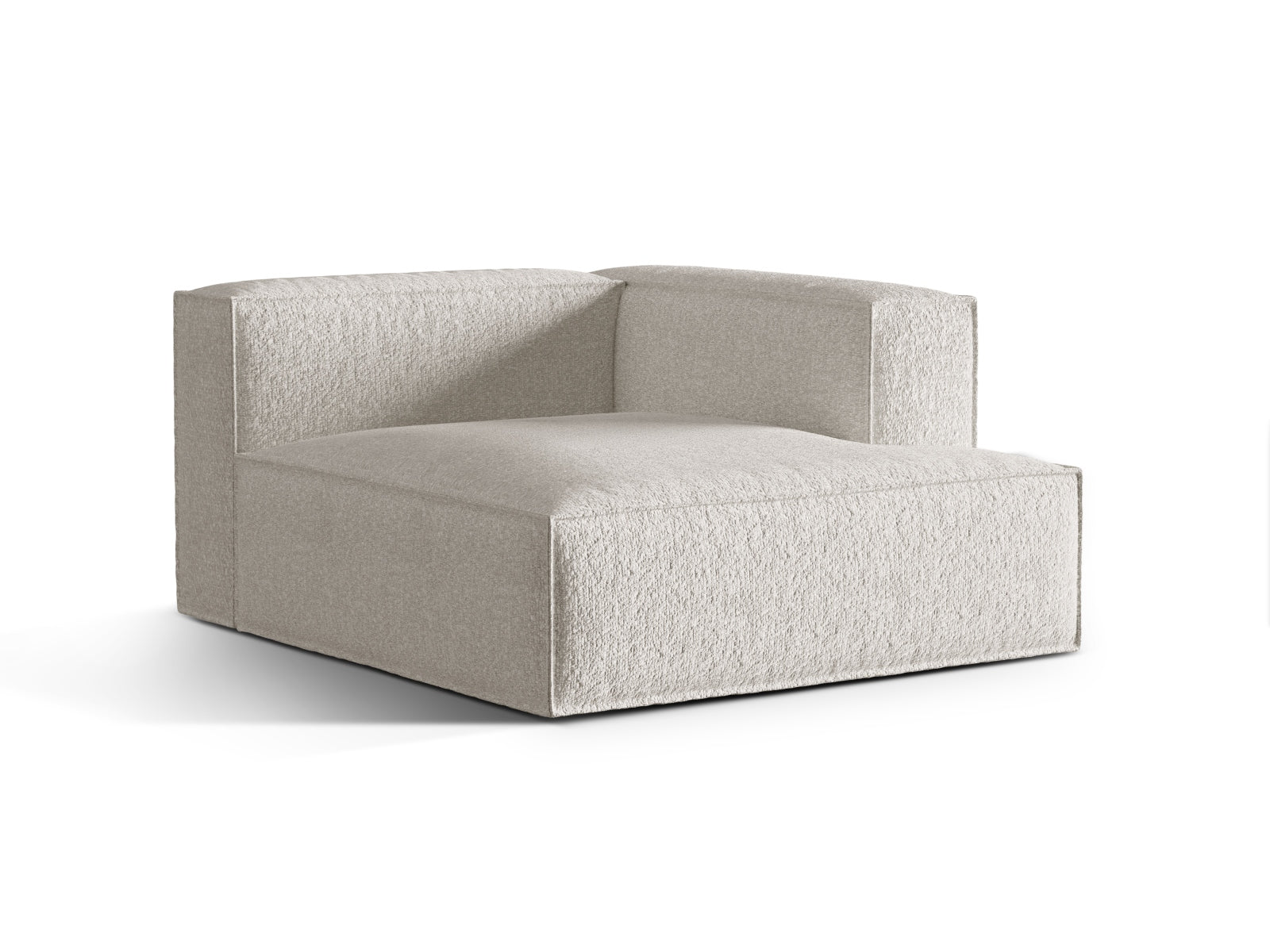 Elegante Nuria Boucle Chaise Longue rechts 1 Sitzer in Grau-Beige Melange, ideal für stilvolle Wohnräume und modernes Design.
