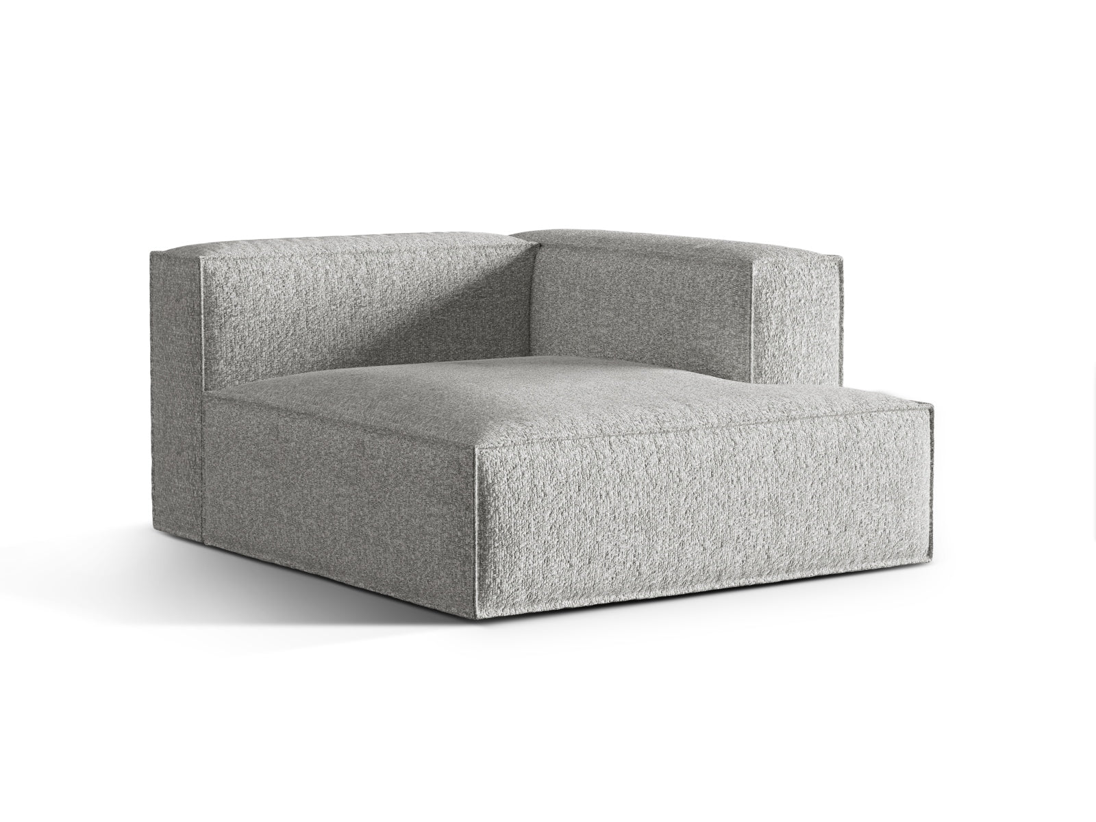 Elegante Nuria Boucle Chaise Longue rechts, 1 Sitzer in Silver-Monet, ideal für stilvolle Wohnräume. Modulares Sofa von Micadoni.