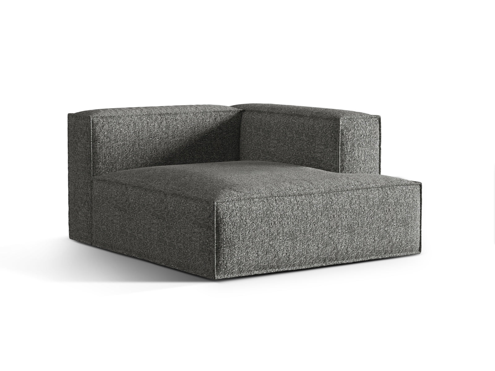 Elegante Nuria Boucle Chaise Longue in Graphit, ideal für stilvolle Wohnräume. Modulares Sofa von Micadoni, bequem und modern.