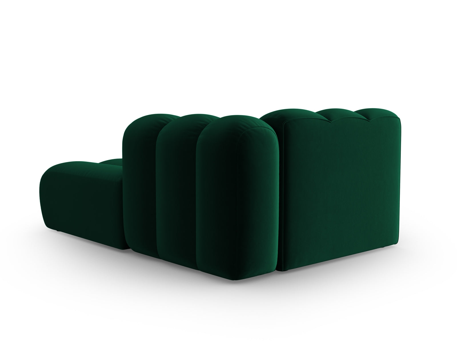 Luxuriöses 2-Sitzer Velour Sofa Chaise Lounge rechts in tiefem Flaschengrün, perfekt für moderne und elegante Wohnambiente.