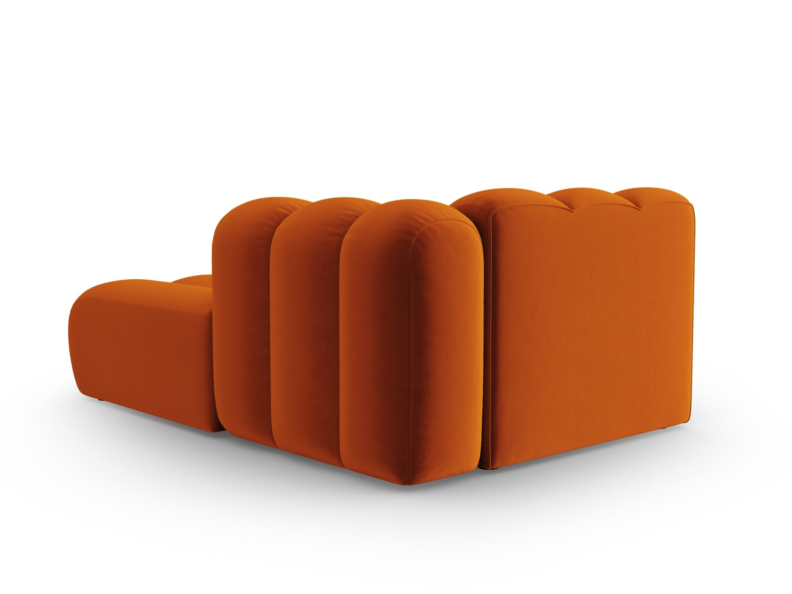 Stilvolles 2-Sitzer Velour Sofa Chaise Lounge rechts von Micadoni in warmem Terracotta, perfekt für gemütliche und moderne Wohnambiente.