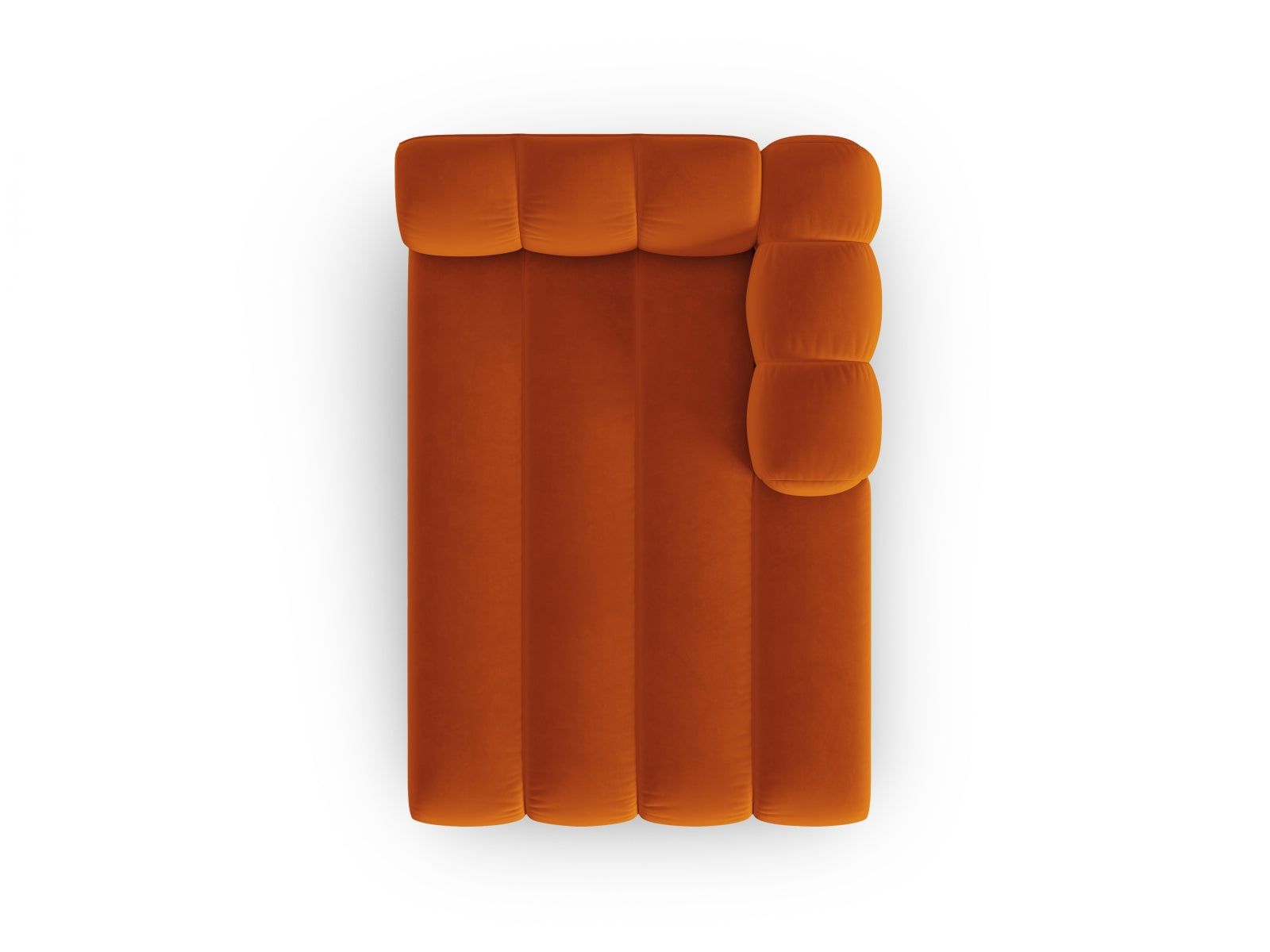 Elegantes 2-Sitzer Velour Sofa Chaise Lounge rechts von Micadoni in ansprechendem Terracotta, ideal für stilvolle Wohnräume.