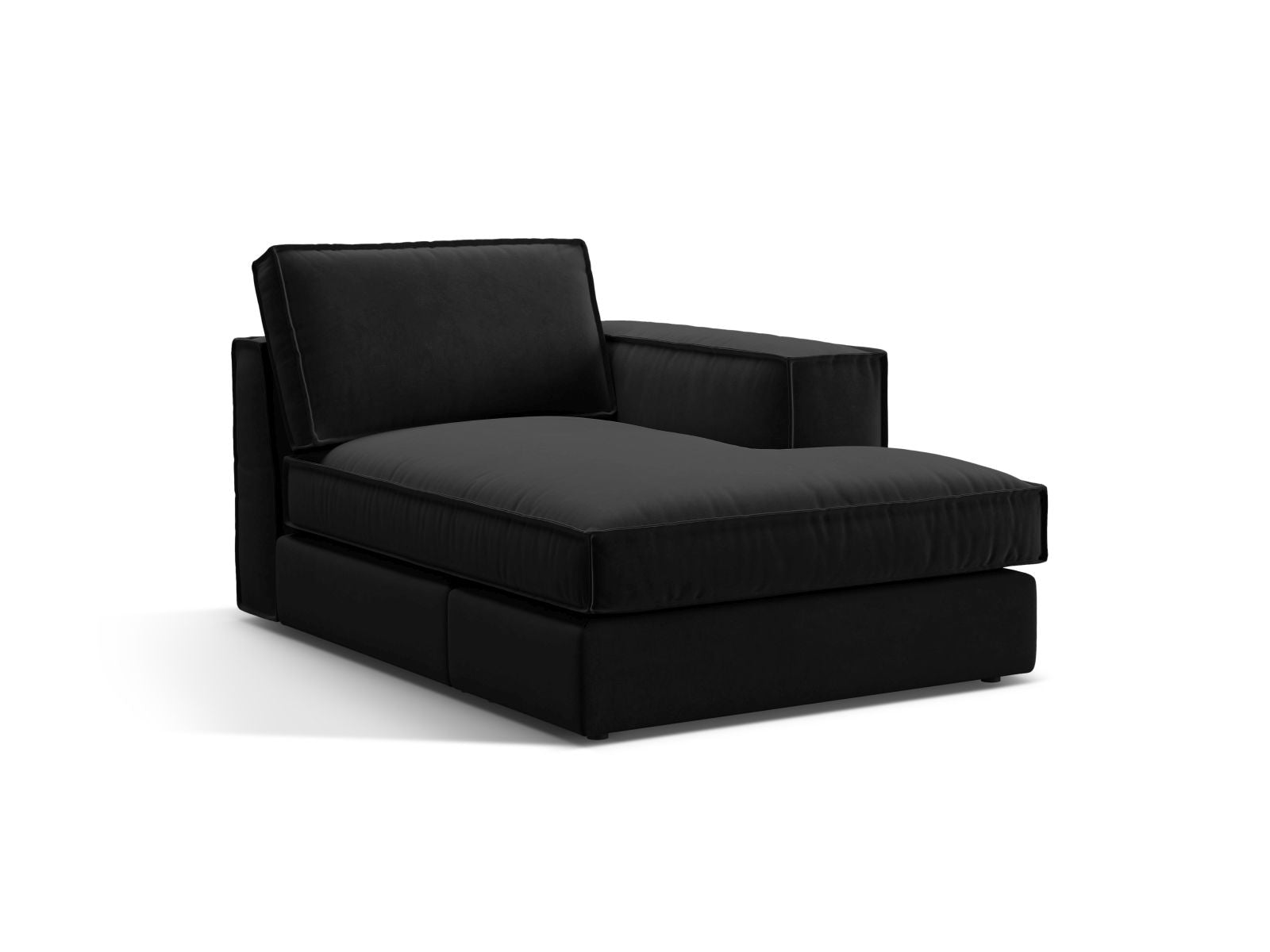Elegante 1-Sitzer Chaise Longue rechts Pola in stilvollem Schwarz, ideal für moderne Wohnräume und vielseitige Sofa-Kombinationen.