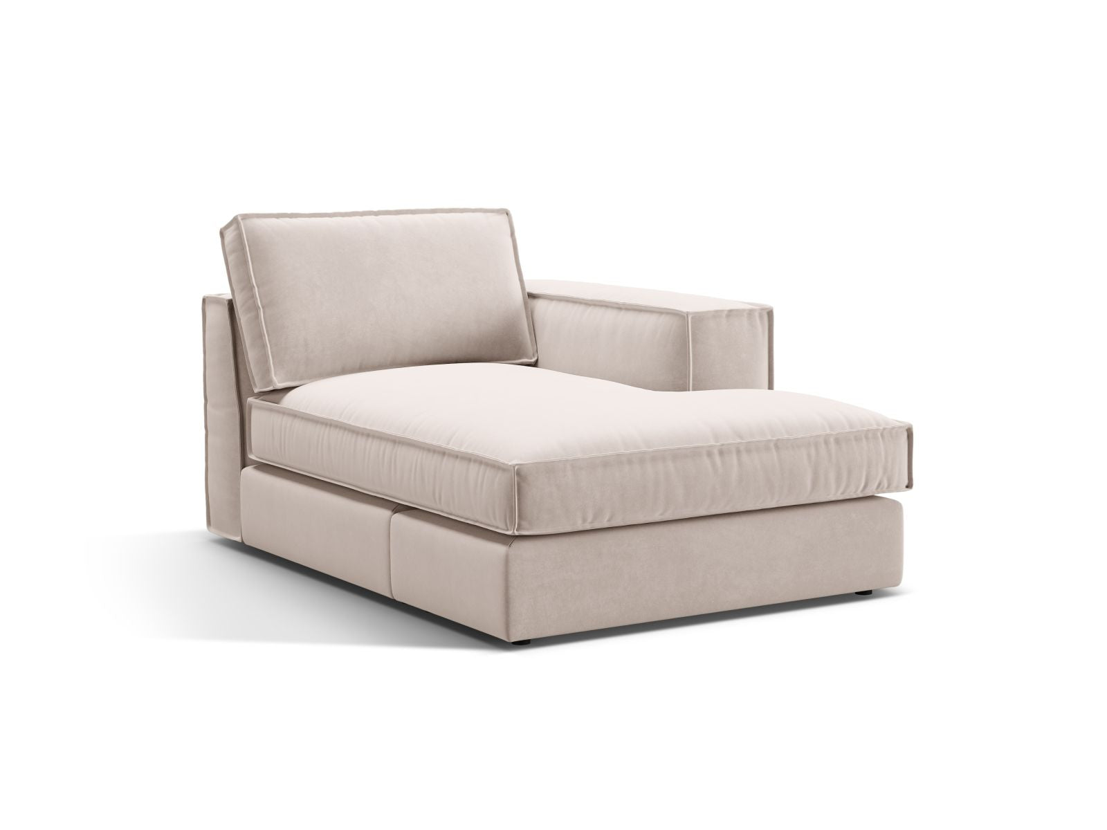 Elegante 1-Sitzer Chaise Longue rechts Pola in stilvollem Beige, ideal für moderne Wohnräume und vielseitige Sofa-Kombinationen.