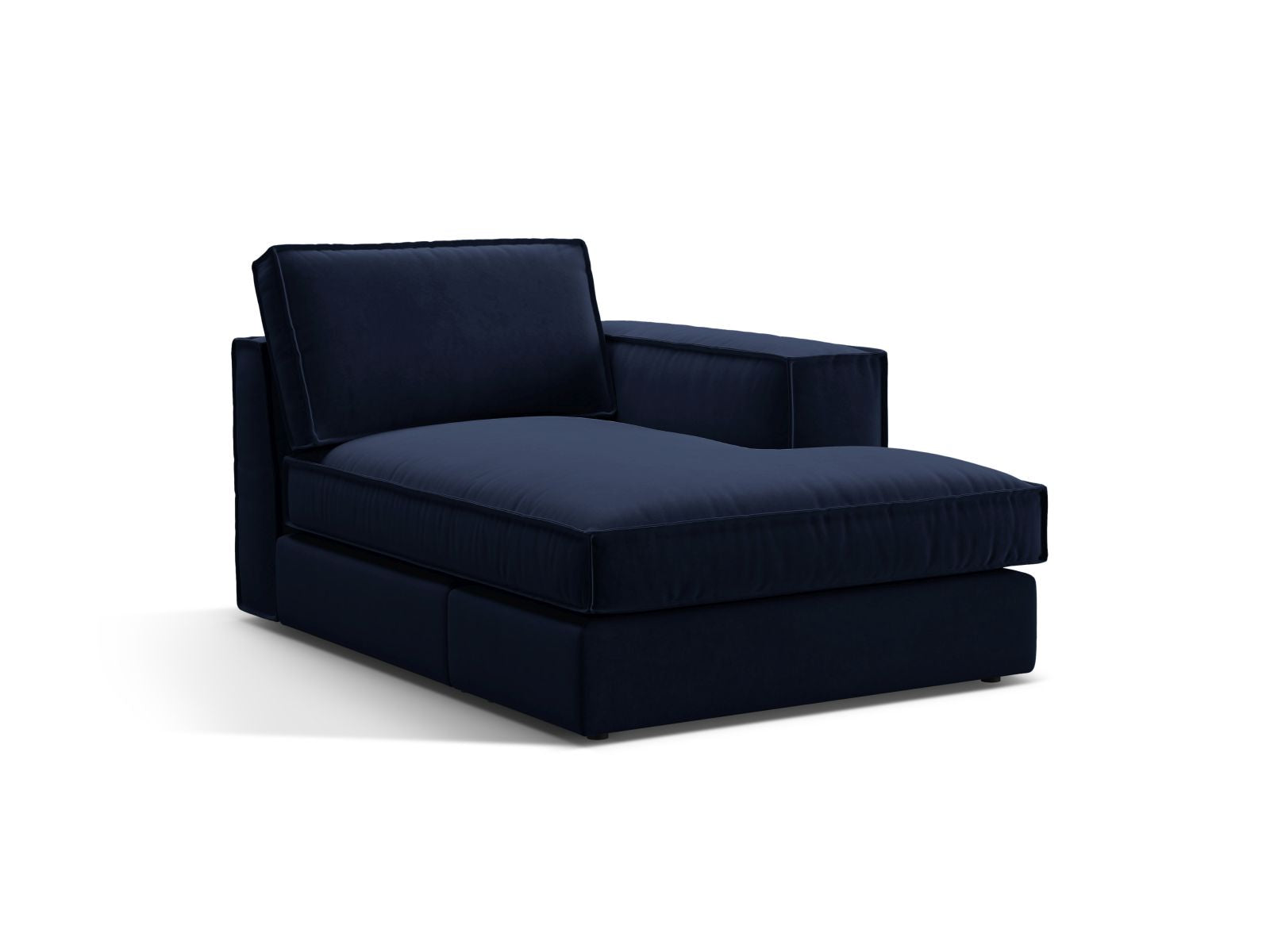Elegante 1-Sitzer Chaise Longue rechts in Royal Blue, Teil des modularen Sofas Pola von Micadoni, ideal für stilvolle Wohnräume.