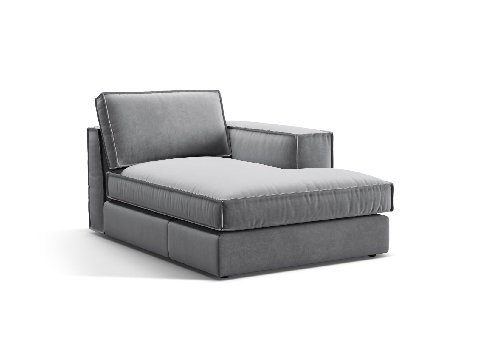 Elegante rechte Chaise Longue Pola in Grau, ideal für stilvolle Wohnräume. Teil des modularen Sofas von Micadoni.