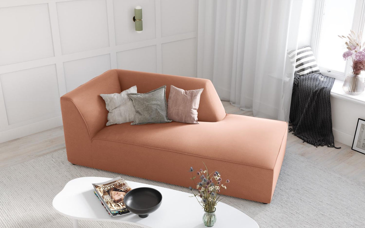 Ruby Velour Sofa Chaise Lounge rechts 1 Sitz in Pink-Salvador präsentiert im Onlineshop von KAQTU Design AG. L-Sofa rechts ist von Micadoni