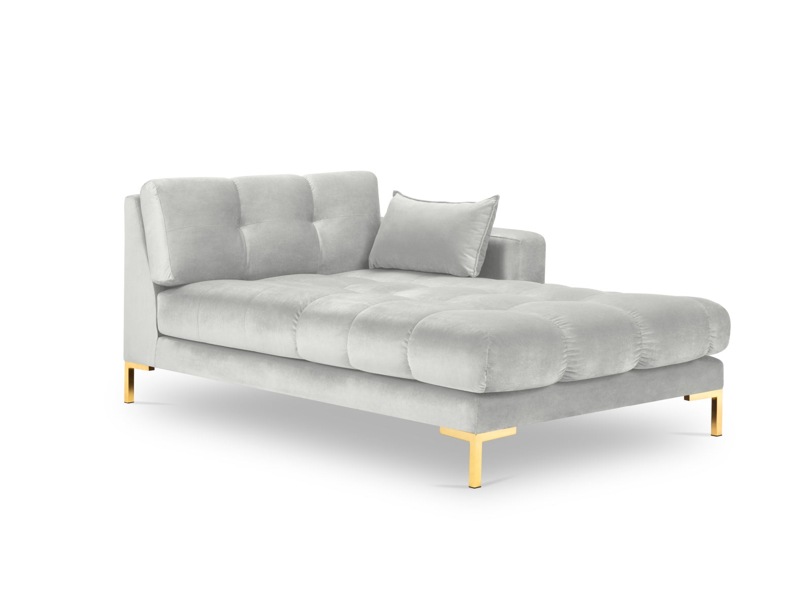 Mamaia Velour Sofa Chaise Lounge rechts 1 Sitz in Silver/Gold präsentiert im Onlineshop von KAQTU Design AG. L-Sofa rechts ist von Micadoni