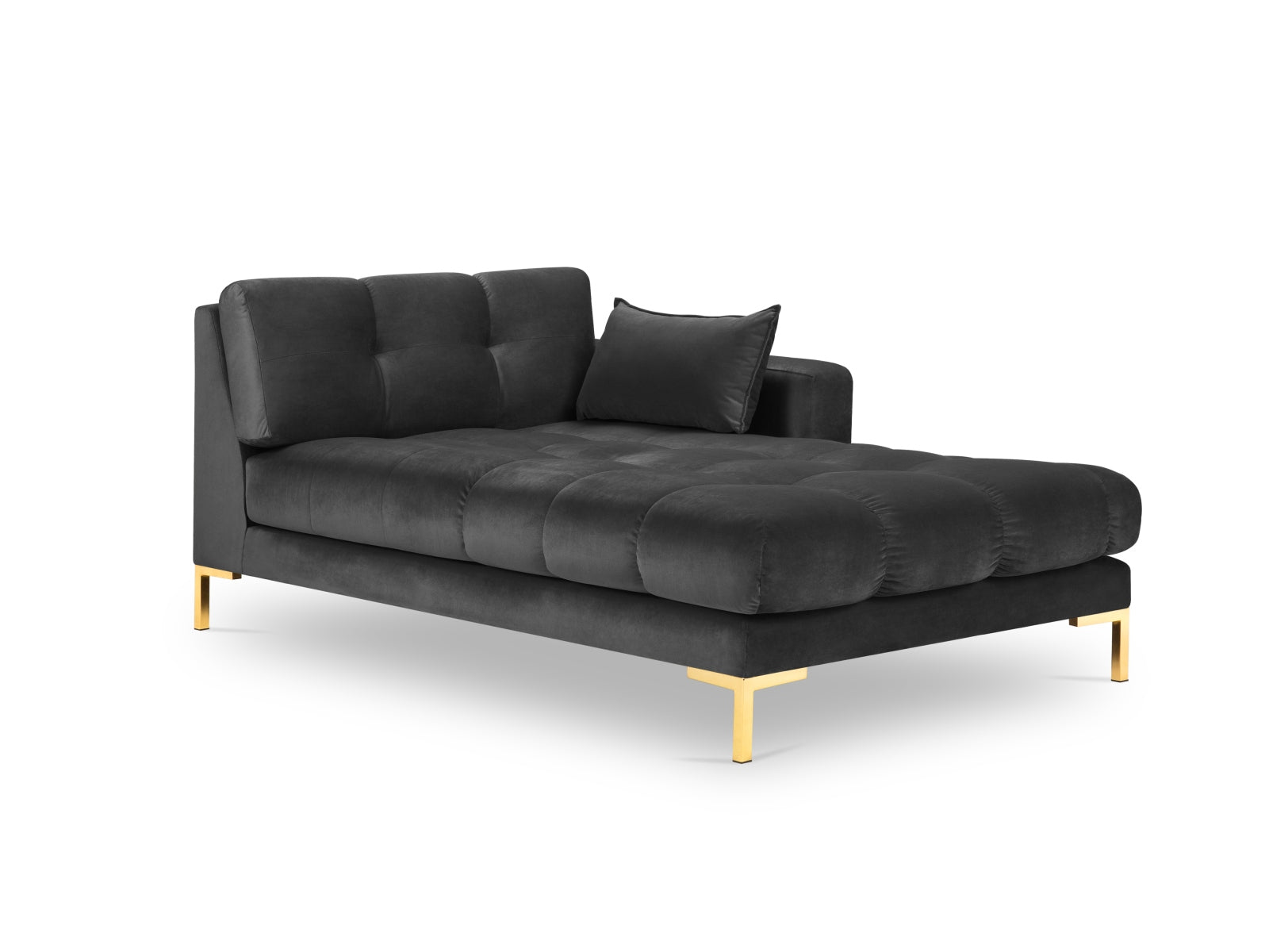 Mamaia Velour Sofa Chaise Lounge rechts 1 Sitz in Dark Grey/Gold präsentiert im Onlineshop von KAQTU Design AG. L-Sofa rechts ist von Micadoni