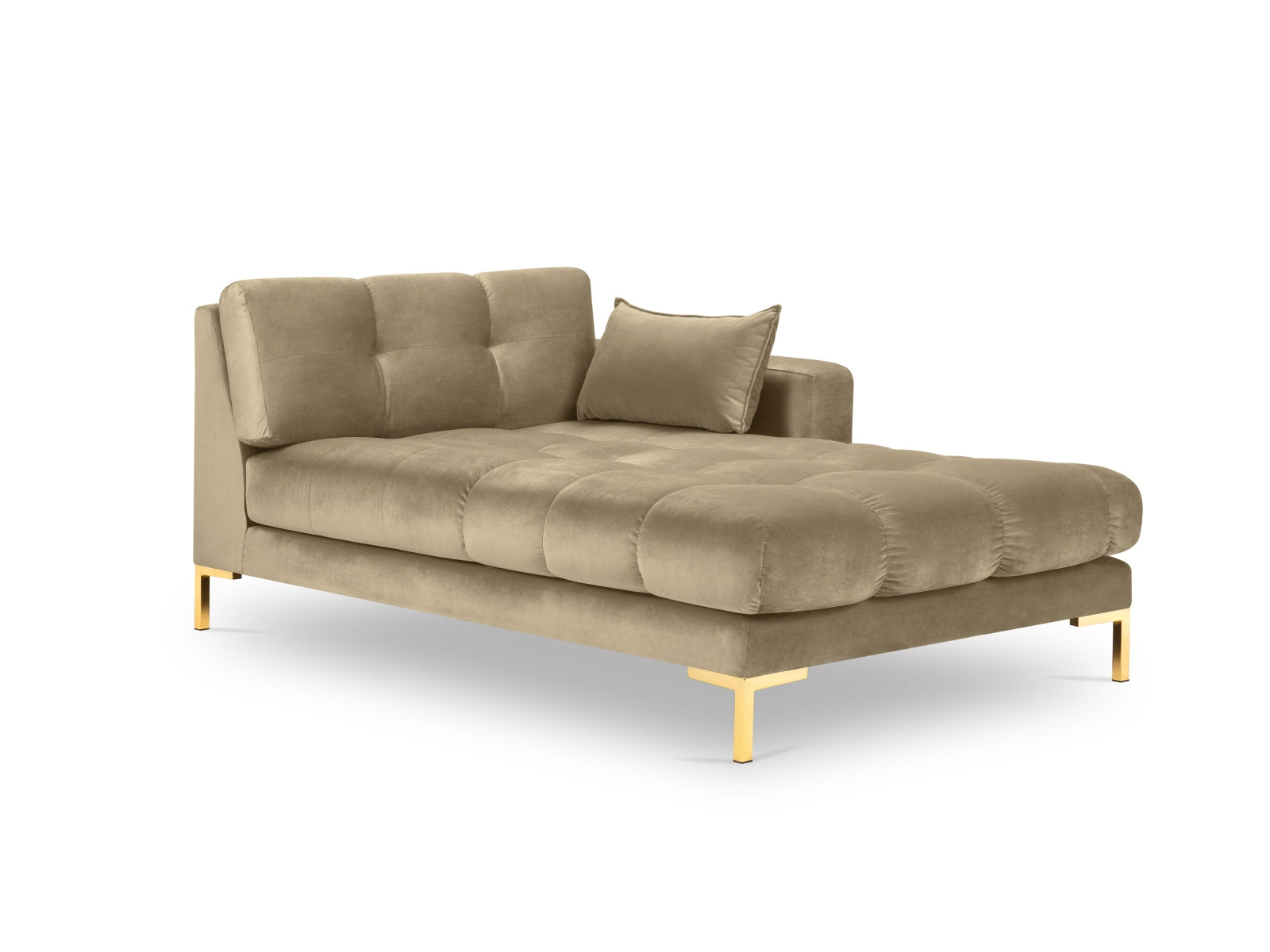 Mamaia Velour Sofa Chaise Lounge rechts 1 Sitz in Beige/Gold präsentiert im Onlineshop von KAQTU Design AG. L-Sofa rechts ist von Micadoni