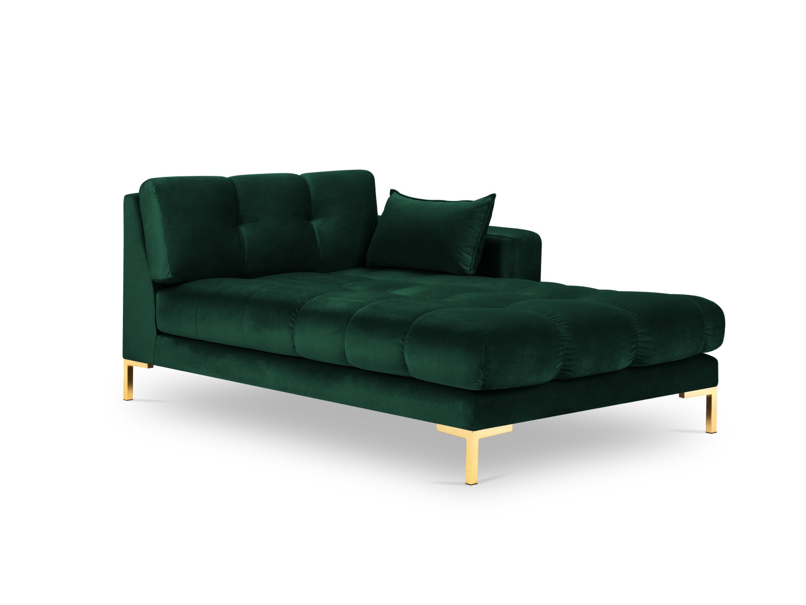 Mamaia Velour Sofa Chaise Lounge rechts 1 Sitz in Bottle Green/Gold präsentiert im Onlineshop von KAQTU Design AG. L-Sofa rechts ist von Micadoni
