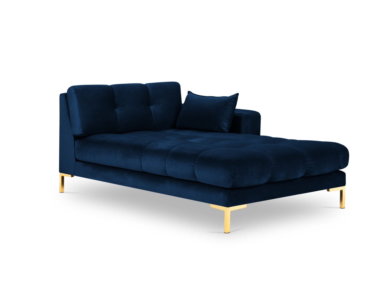 Mamaia Velour Sofa Chaise Lounge rechts 1 Sitz in Royal Blue/Gold präsentiert im Onlineshop von KAQTU Design AG. L-Sofa rechts ist von Micadoni