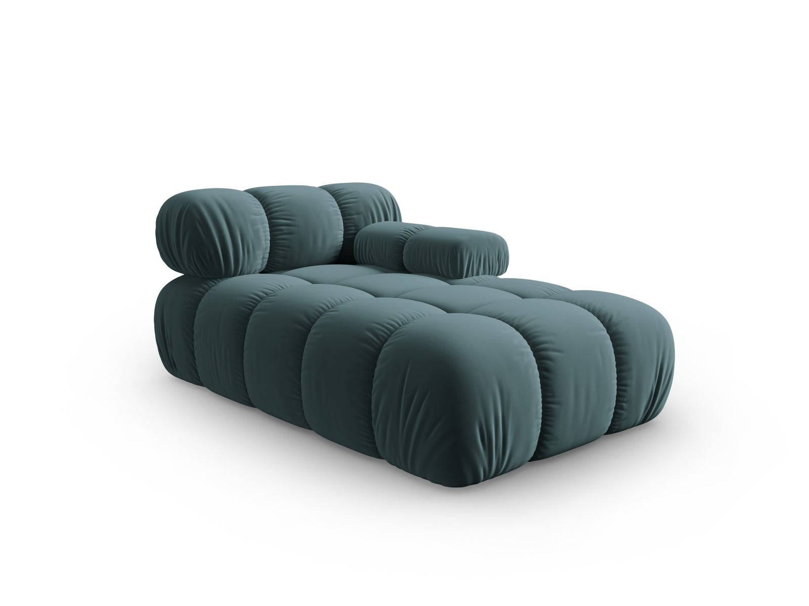 Elegantes Bellis Velour Sofa Chaise Lounge in Türkis, 1-Sitzer mit 94 cm Breite, ideal für stilvolle Wohnräume.