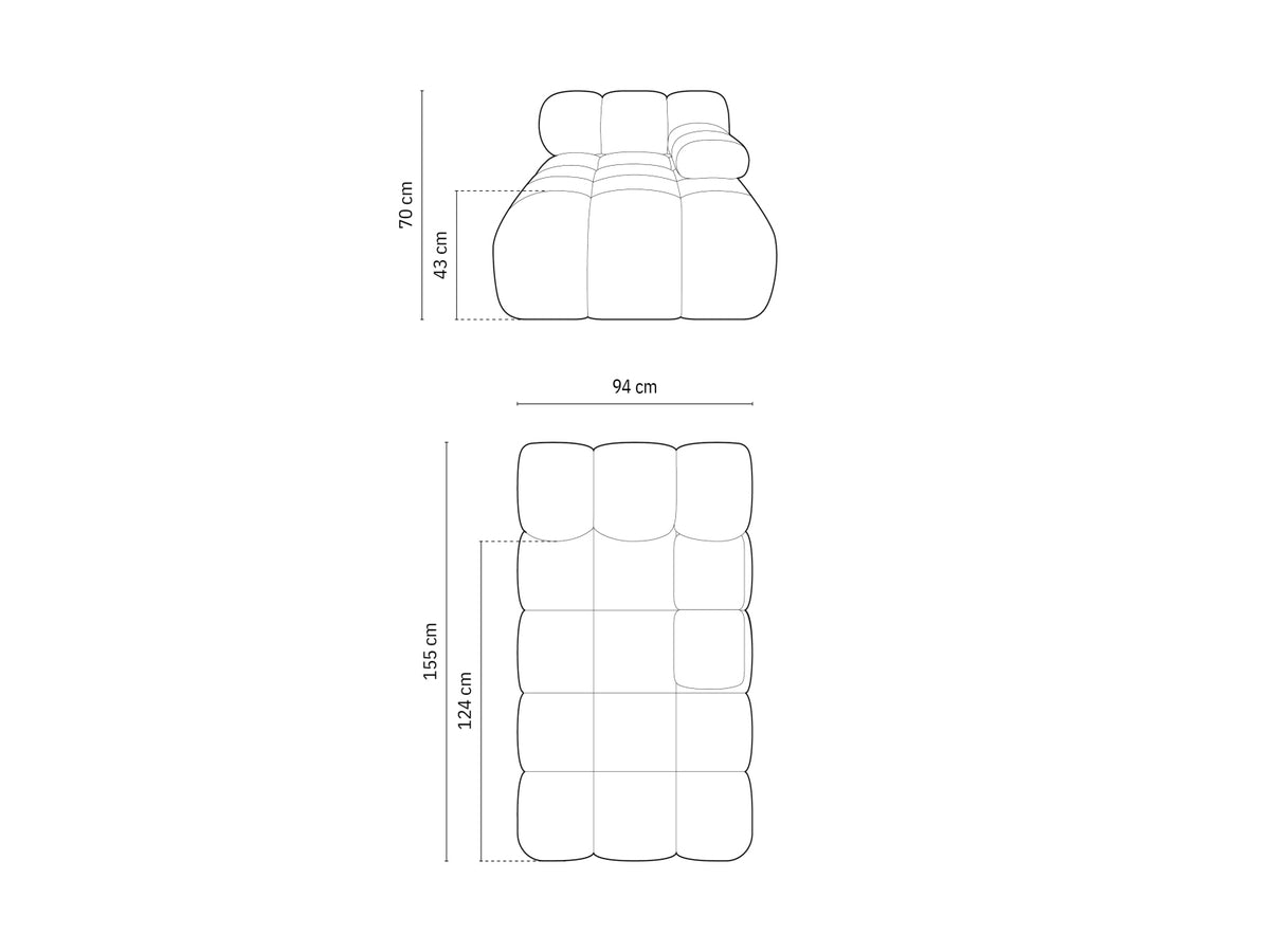 Bellis Velour Sofa Chaise Lounge rechts 1 Sitz 94cm in Dark Beige-Bluvel präsentiert im Onlineshop von KAQTU Design AG. Modulares Sofa ist von Micadoni
