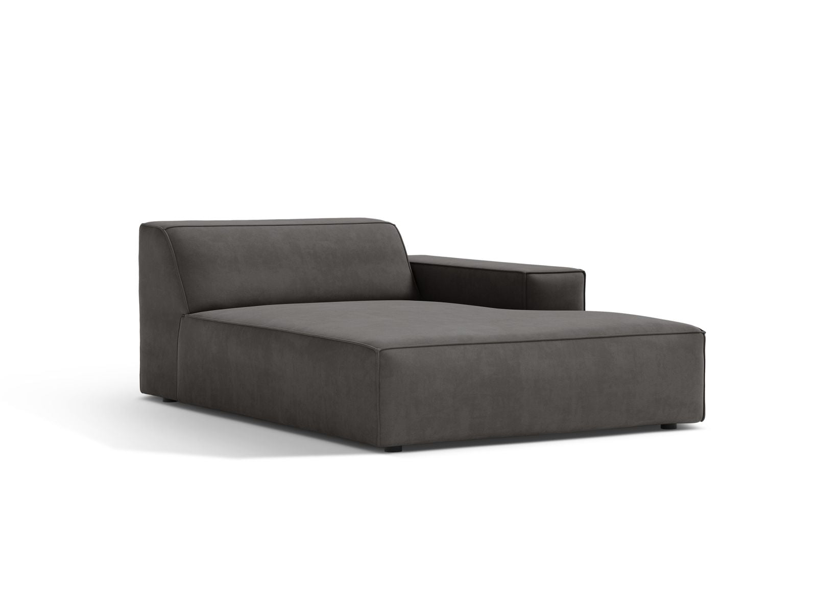 Elegante 1-Sitzer Chaise Longue Rechts Jodie in sanftem Grau, ideal für stilvolle Wohnräume. Teil des modularen Sofas von Micadoni.