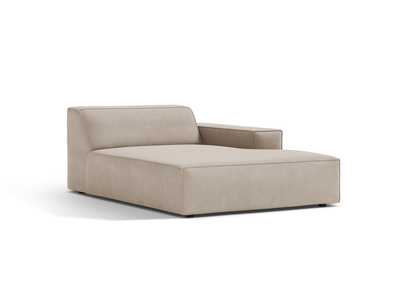 Elegante 1-Sitzer Chaise Longue Rechts Jodie in stilvollem Dunkelbeige, ideal für moderne Wohnräume und vielseitige Sofa-Kombinationen.