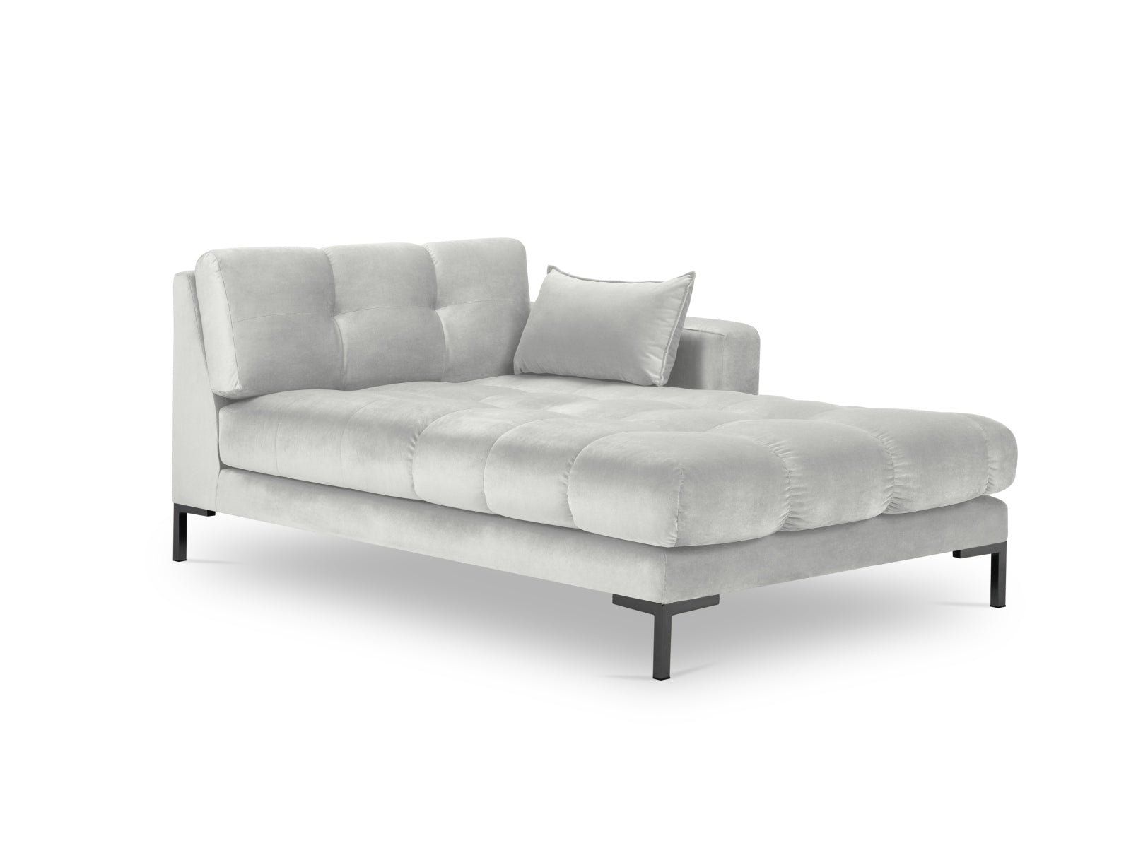 Mamaia Velour Sofa Chaise Lounge rechts 1 Sitz in Silver/Schwarz präsentiert im Onlineshop von KAQTU Design AG. L-Sofa rechts ist von Micadoni