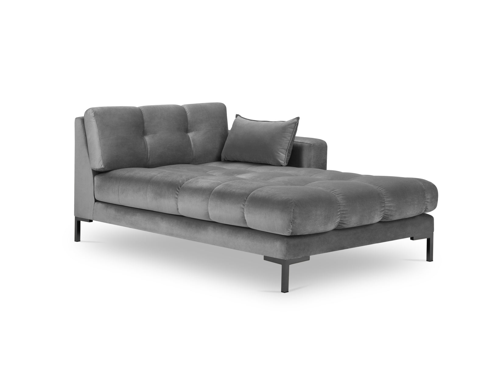 Mamaia Velour Sofa Chaise Lounge rechts 1 Sitz in Light Grey/Schwarz präsentiert im Onlineshop von KAQTU Design AG. L-Sofa rechts ist von Micadoni