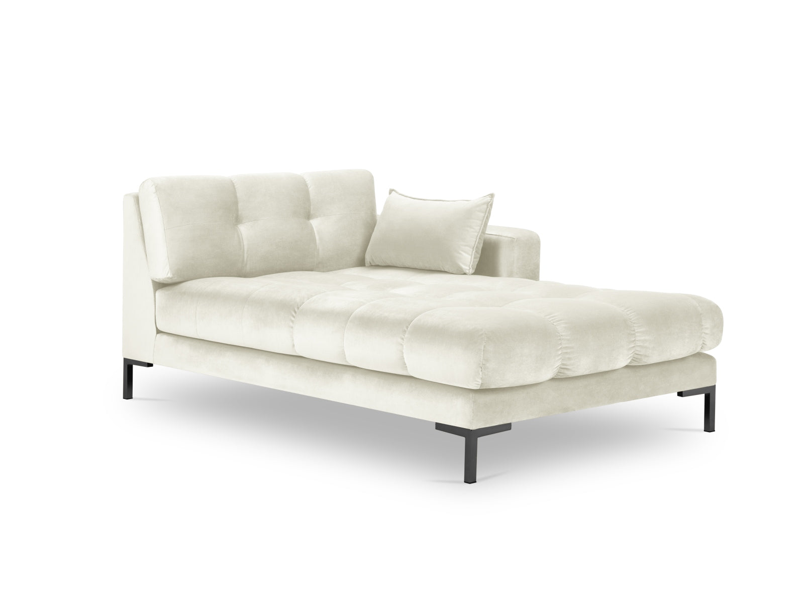 Mamaia Velour Sofa Chaise Lounge rechts 1 Sitz in Light Beige/Schwarz präsentiert im Onlineshop von KAQTU Design AG. L-Sofa rechts ist von Micadoni