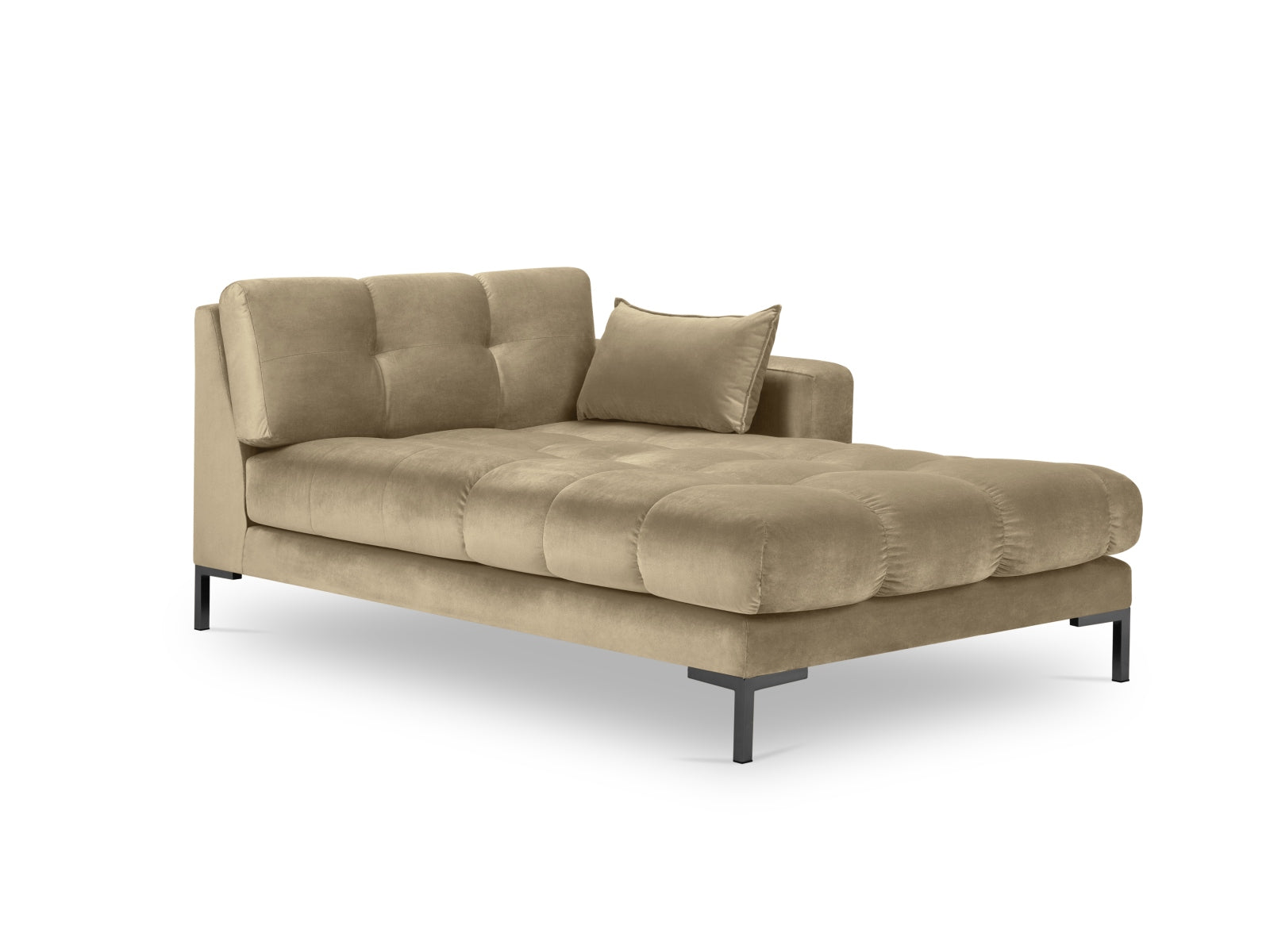 Mamaia Velour Sofa Chaise Lounge rechts 1 Sitz in Beige/Schwarz präsentiert im Onlineshop von KAQTU Design AG. L-Sofa rechts ist von Micadoni