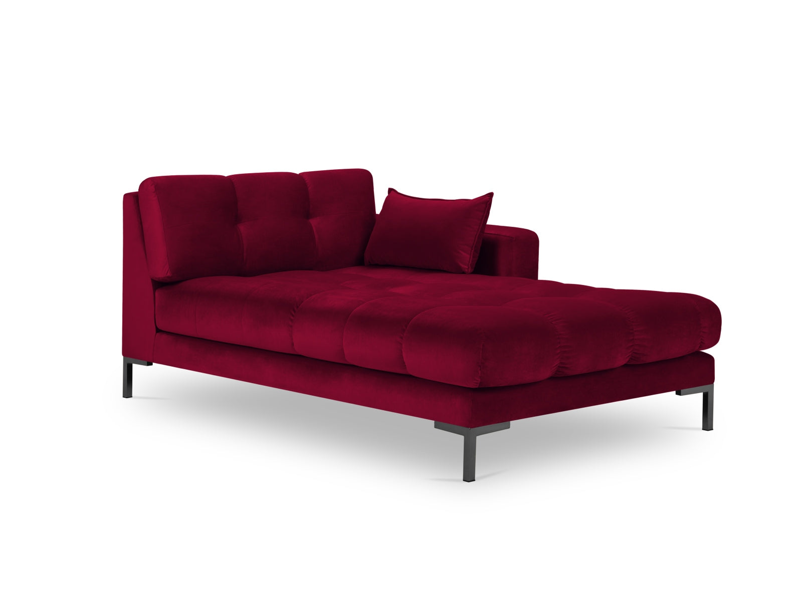 Mamaia Velour Sofa Chaise Lounge rechts 1 Sitz in Red/Schwarz präsentiert im Onlineshop von KAQTU Design AG. L-Sofa rechts ist von Micadoni
