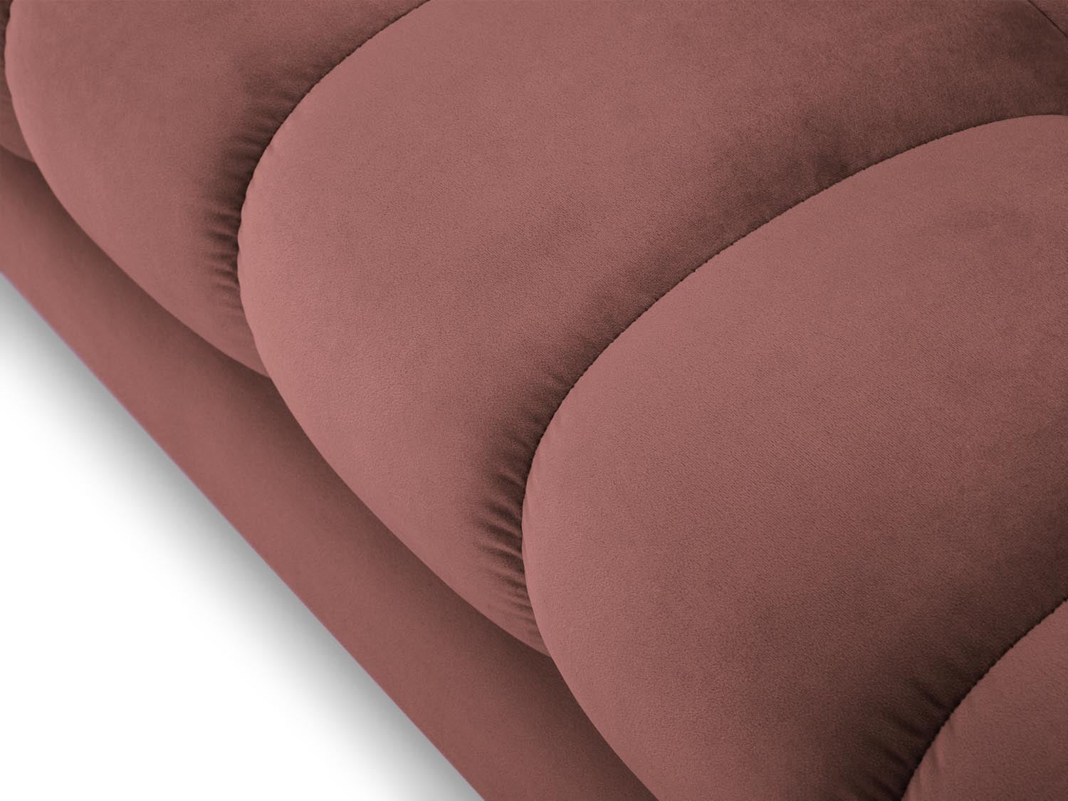 Elegantes Mamaia Velour Sofa Chaise Lounge in trendigem Pink und Schwarz, ideal für stilvolle Wohnräume und entspannte Stunden.