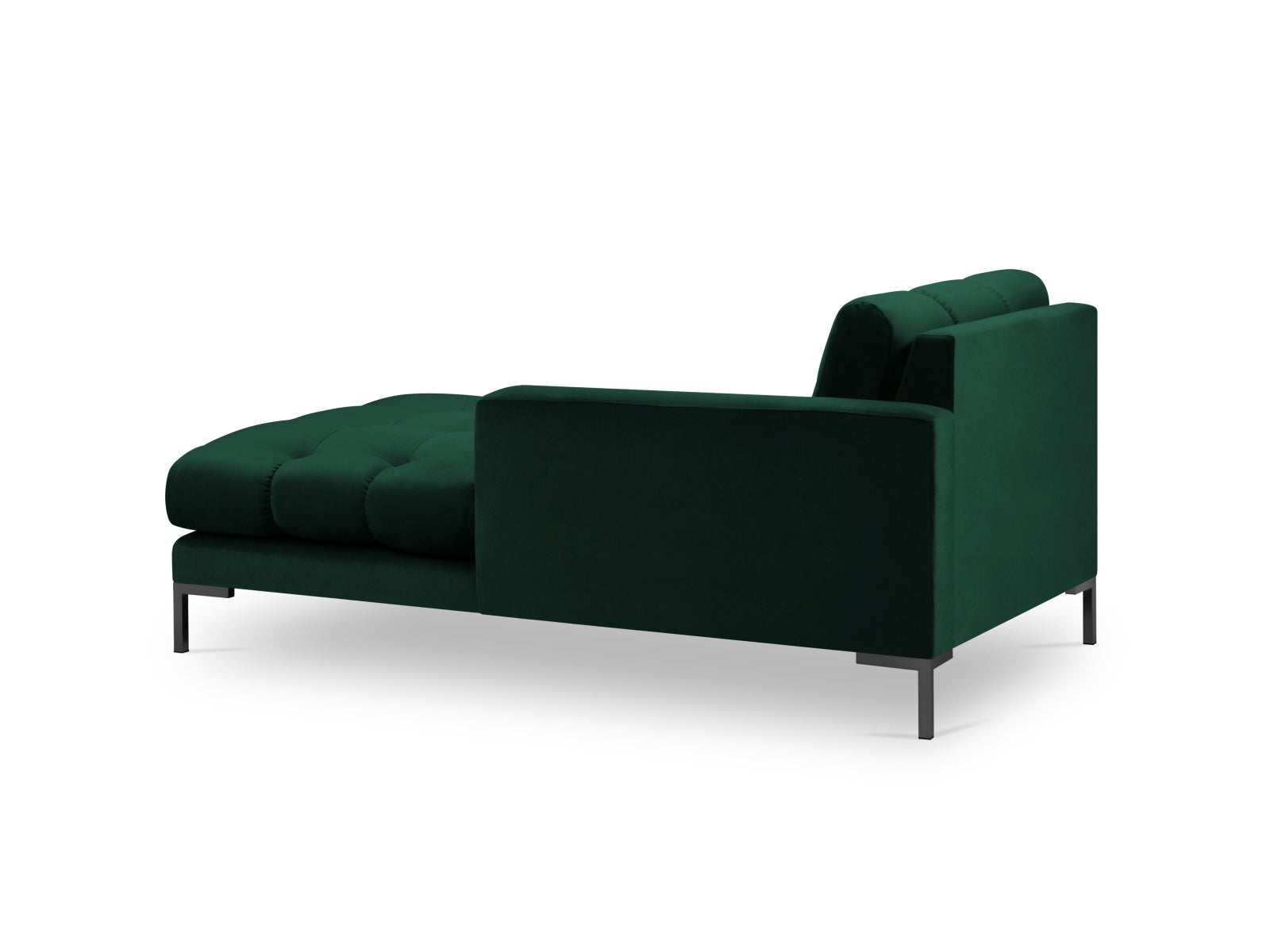Stilvolles Mamaia Velour Sofa Chaise Lounge in edlem Flaschengrün, perfekt für moderne Wohnkonzepte und gemütliche Entspannung.