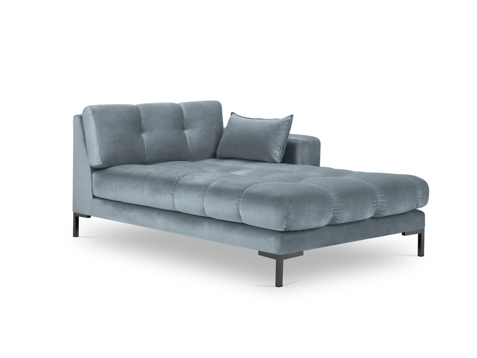Mamaia Velour Sofa Chaise Lounge rechts 1 Sitz in Light Blue/Schwarz präsentiert im Onlineshop von KAQTU Design AG. L-Sofa rechts ist von Micadoni