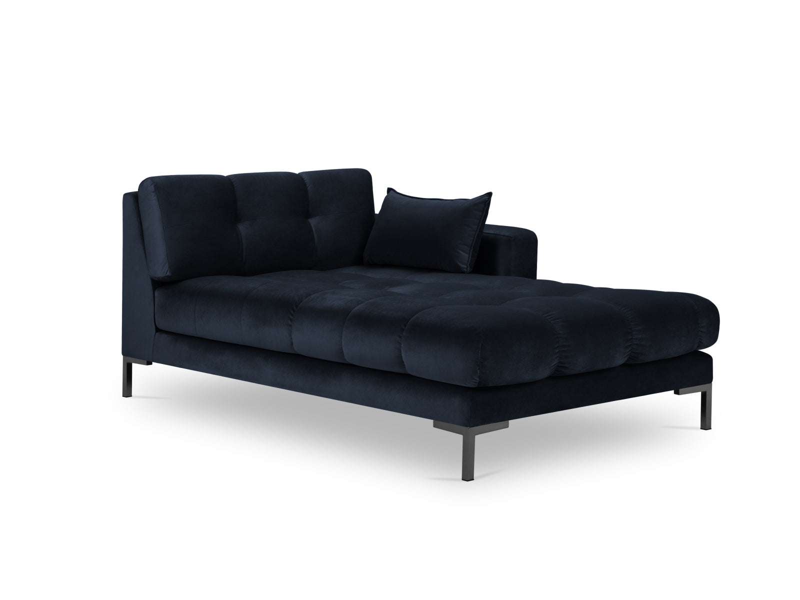 Mamaia Velour Sofa Chaise Lounge rechts 1 Sitz in Dark Blue/Schwarz präsentiert im Onlineshop von KAQTU Design AG. L-Sofa rechts ist von Micadoni