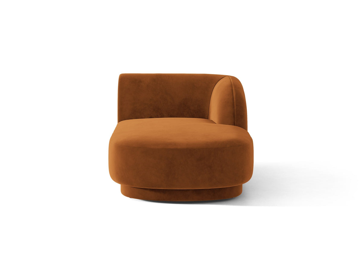 Miley Chaiselongue von Micadoni in Dunkelbeige, Stoffbezug Bluvel, rechtsseitige Ausrichtung, schwarze Kunststoffbeine, modulares Sofa-Element.