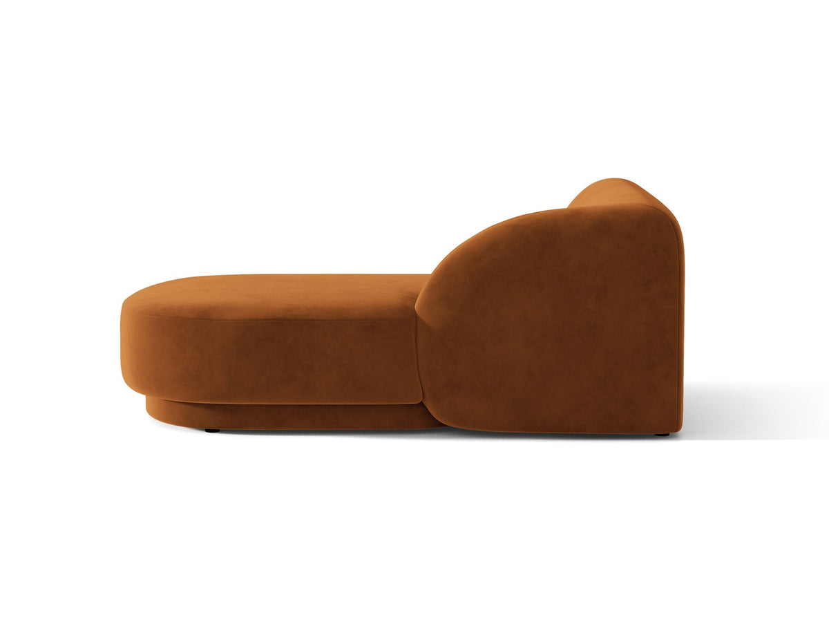Miley Chaiselongue von Micadoni in Dunkelbeige, Stoffbezug Bluvel, rechtsseitige Ausrichtung, schwarze Kunststoffbeine, modulares Sofa-Element.