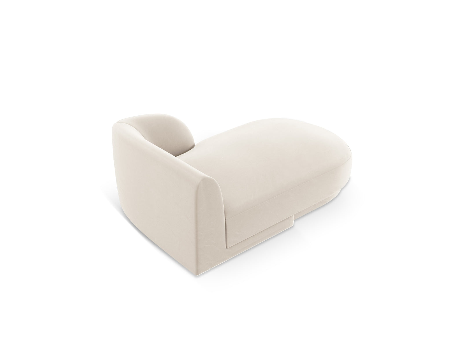Beige Miley Velour Sofa Chaise Lounge rechts, 2-Sitzer mit modernem Design, perfekt für gemütliche und elegante Wohnambiente.