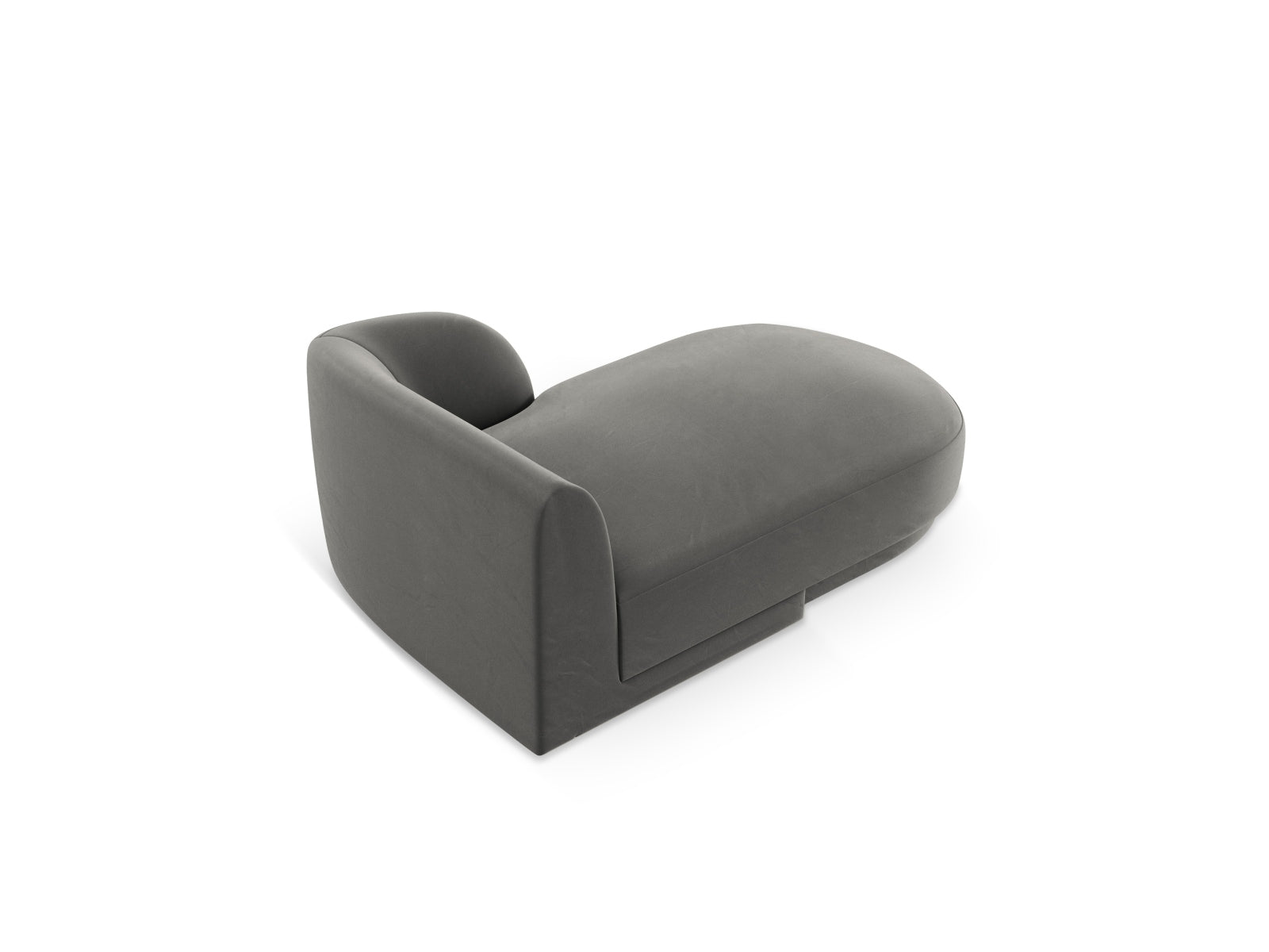 Stylisches Miley Velour Sofa Chaise Lounge rechts, 2-Sitzer in zartem Grau-Blau, perfekt für moderne und gemütliche Wohnambiente.