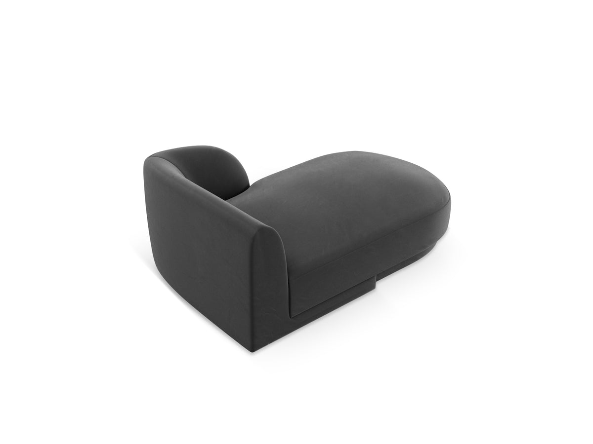 Miley Velour Sofa Chaise Lounge rechts 2 Sitzer in Grey-Bluvel präsentiert im Onlineshop von KAQTU Design AG. L-Sofa rechts ist von Micadoni