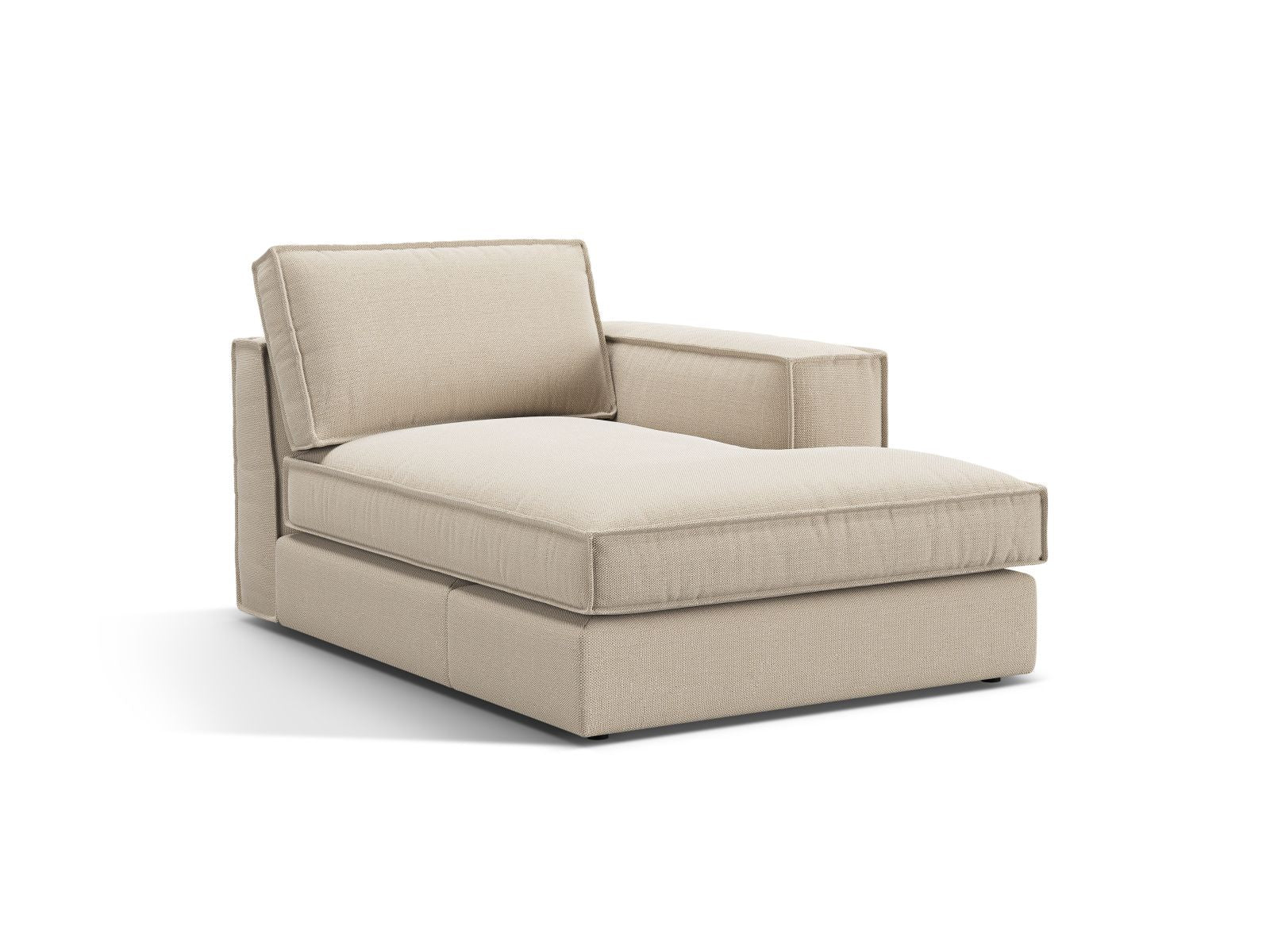 Elegante 1-Sitzer Chaise Longue rechts Pola in stilvollem Beige, ideal für moderne Wohnräume und vielseitige Sofa-Kombinationen.