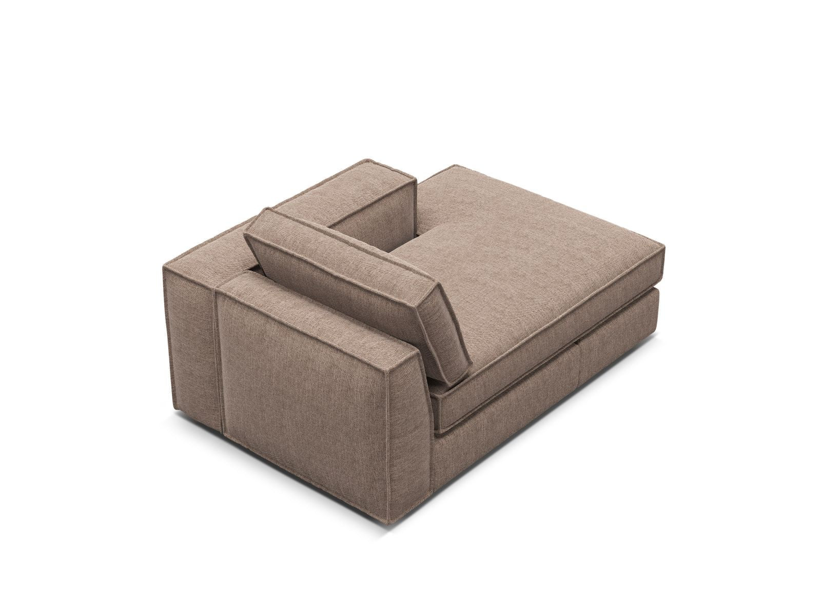 Elegante rechte Chaise Longue Pola in warmem Braun, ideal für kreative Wohnräume und flexible Sofa-Layouts.