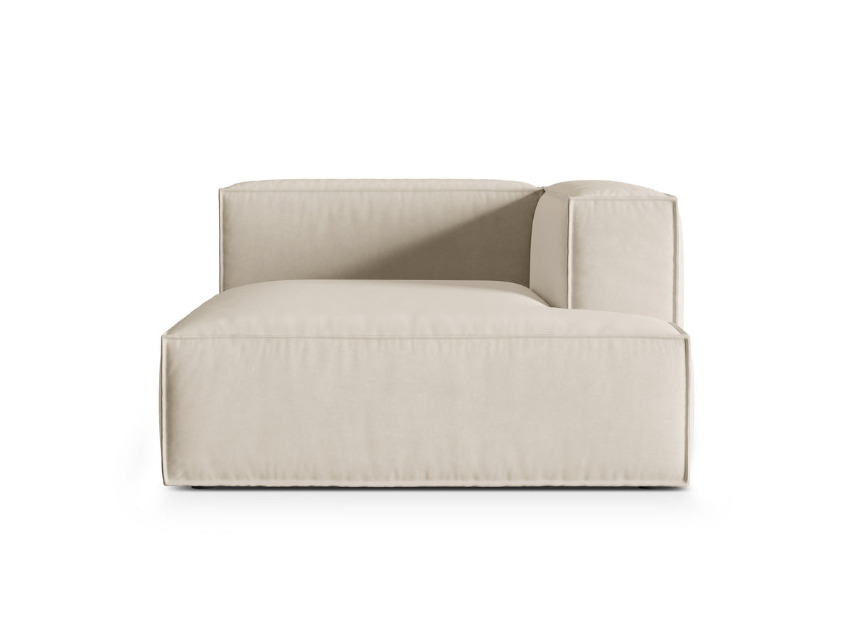 Nuria Velour Chaise Longue rechts 1 Sitzer in Beige-Paris präsentiert im Onlineshop von KAQTU Design AG. Modulares Sofa ist von Micadoni