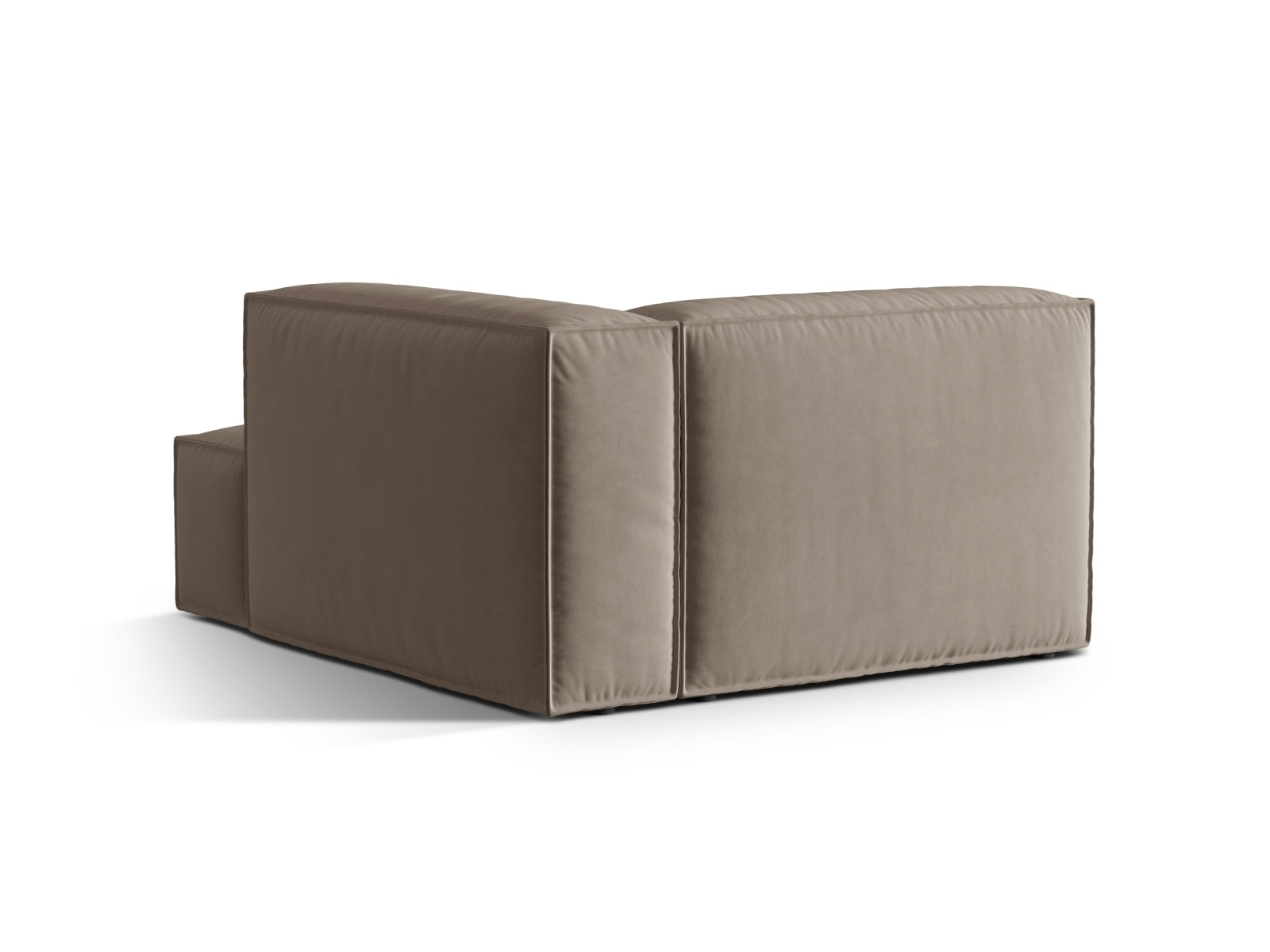 Moderne Nuria Velour Chaise Longue in sanftem Grau, vielseitig einsetzbar und ideal für gemütliche Wohnlandschaften. Hochwertiges Design von Micadoni.