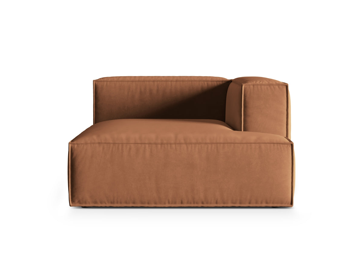 Nuria Velour Chaise Longue rechts 1 Sitzer in Honey-Paris präsentiert im Onlineshop von KAQTU Design AG. Modulares Sofa ist von Micadoni