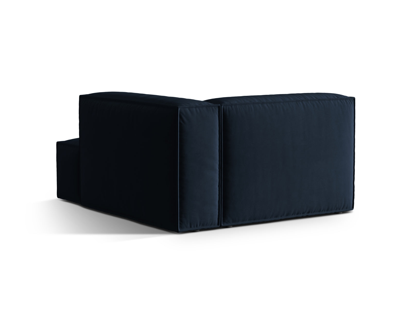 Stilvolle Nuria Velour Chaise Longue in edlem Dunkelblau, ideal für moderne Wohnkonzepte. Flexibles, modulares Sofa von Micadoni.