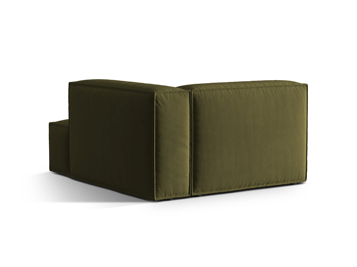 Nuria Velour Chaise Longue rechts 1 Sitzer in Moss Green Melange-Paris präsentiert im Onlineshop von KAQTU Design AG. Modulares Sofa ist von Micadoni
