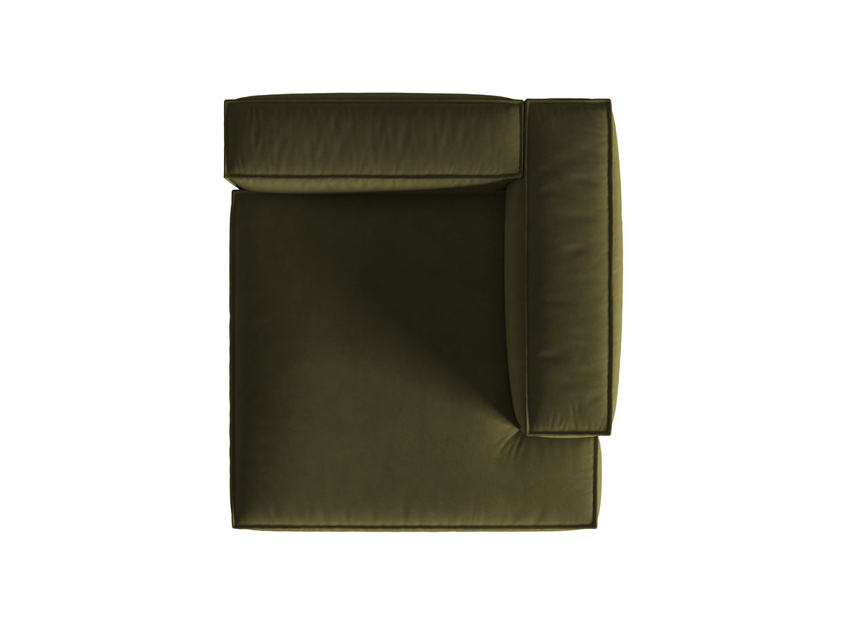 Nuria Velour Chaise Longue rechts 1 Sitzer in Moss Green Melange-Paris präsentiert im Onlineshop von KAQTU Design AG. Modulares Sofa ist von Micadoni
