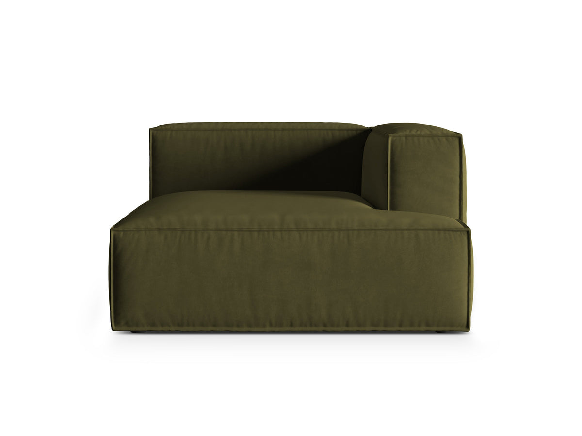 Nuria Velour Chaise Longue rechts 1 Sitzer in Moss Green Melange-Paris präsentiert im Onlineshop von KAQTU Design AG. Modulares Sofa ist von Micadoni