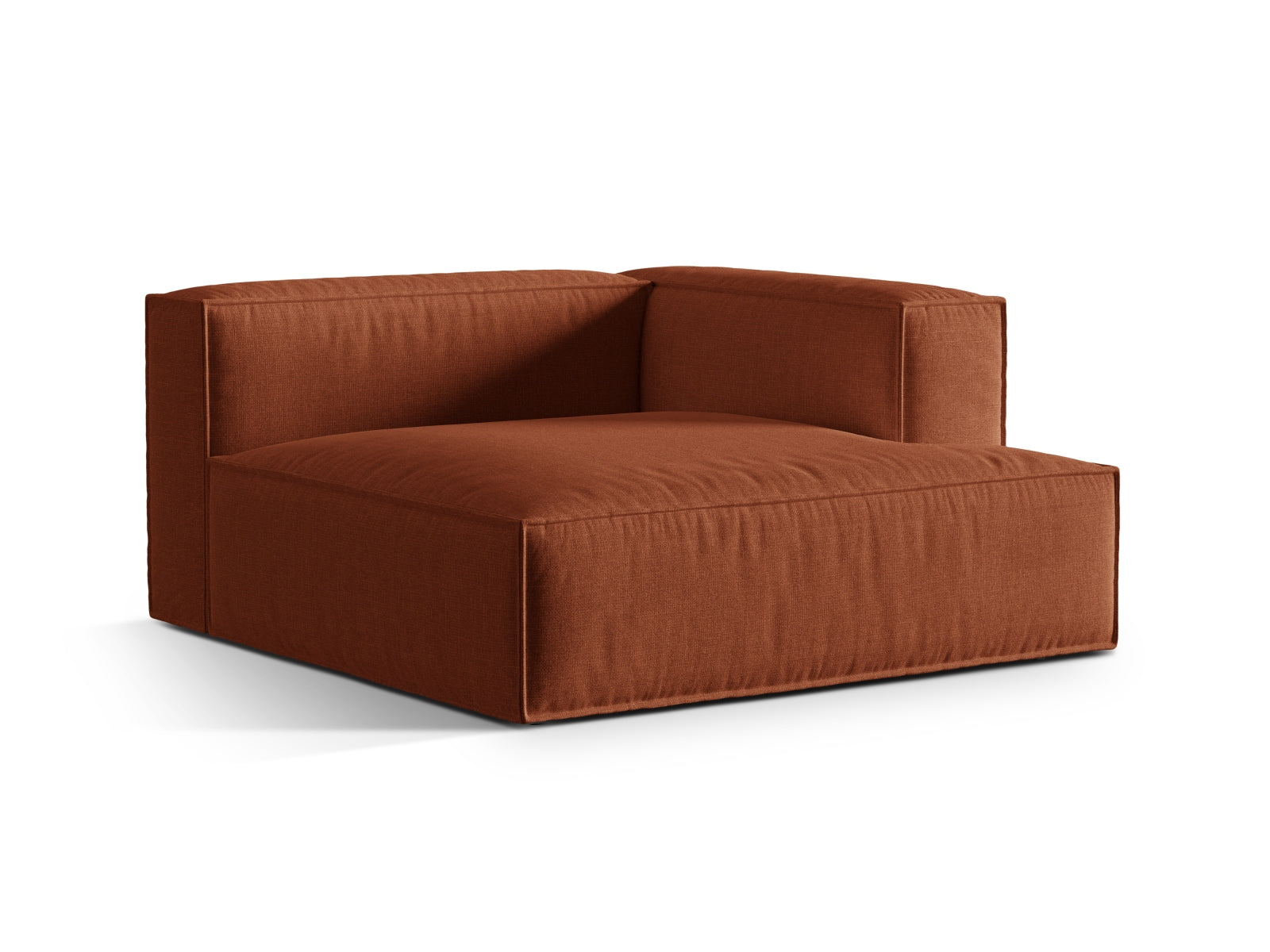 Elegante 1-Sitzer Chaise Longue Rechts Nuria in warmem Brick-Liberty, ideal für stilvolle Wohnräume und vielseitige Sofa-Kombinationen.