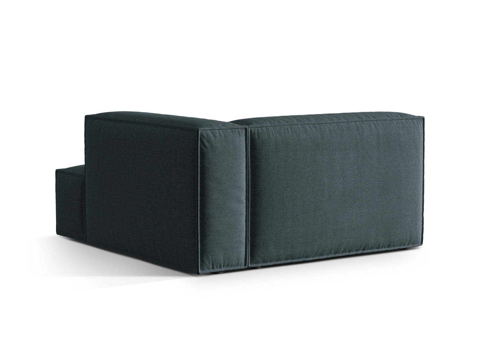 Elegante rechte Chaise Longue Nuria in tiefem Petrol, ideal für kreative Wohnräume und vielseitige Sofa-Layouts.