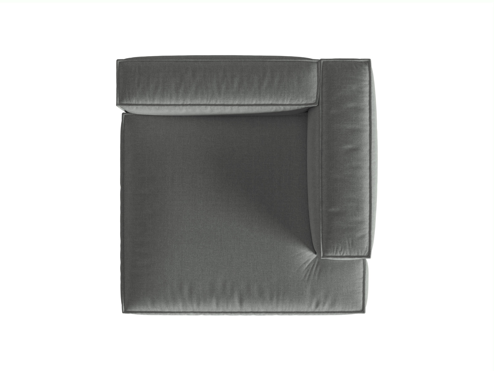 Moderne rechte Chaise Longue Nuria in zeitlosem Grau, perfekt für gemütliche Leseecken und stilvolle Einrichtungsideen.