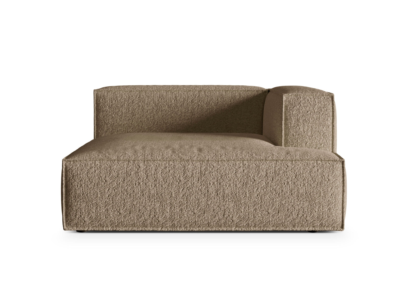 Stilvolle Nuria Boucle Chaise Longue rechts, 1 Sitzer in sanftem Cappuccino, perfekt für zeitgemäße und anpassbare Wohnräume.