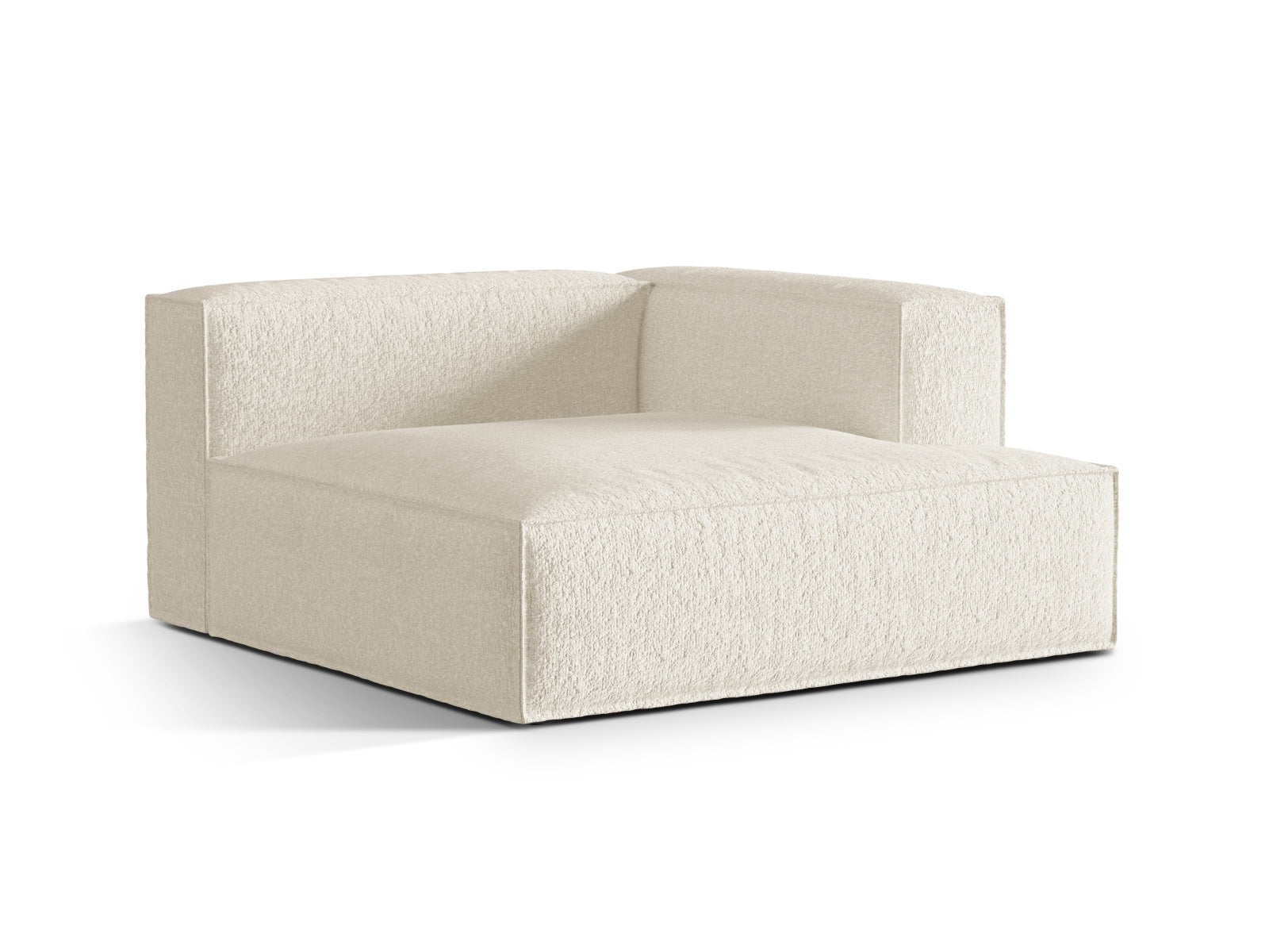 Moderne Nuria Boucle Chaise Longue in Ivory-Monet, perfekt für entspannte Momente und als schickes Highlight in jedem Wohnraum.