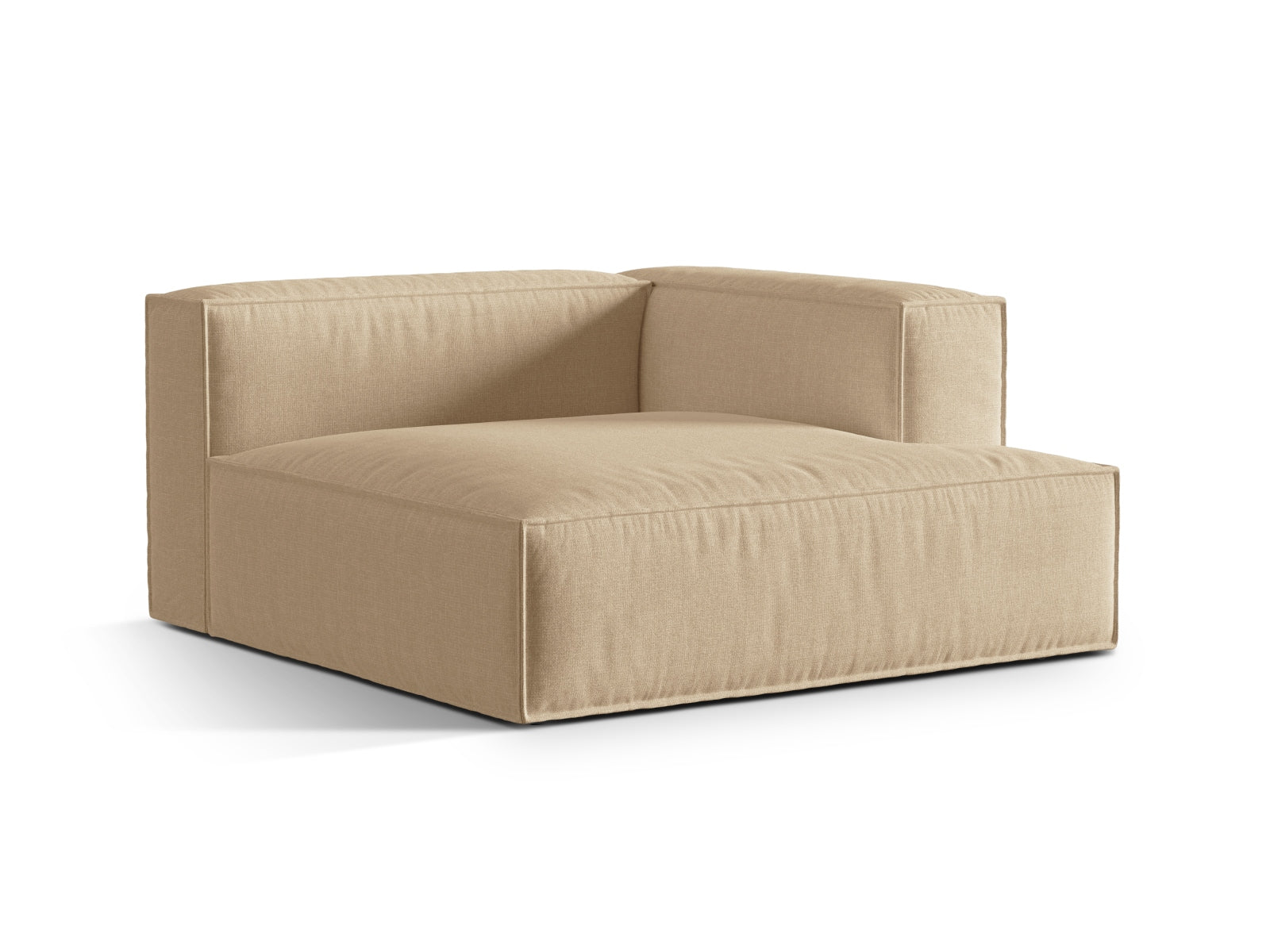 Moderne Nuria Velour Chaise Longue in zartem Nude, perfekter 1-Sitzer für gemütliche und stilvolle Wohnlandschaften von Micadoni.