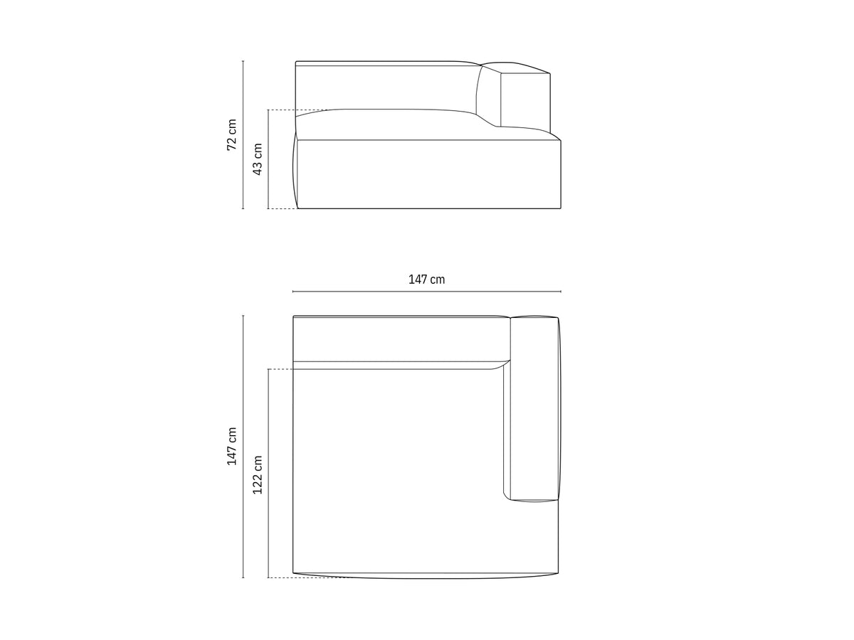 Nuria Velour Chaise Longue rechts 1 Sitzer in Grey-Paris präsentiert im Onlineshop von KAQTU Design AG. Modulares Sofa ist von Micadoni